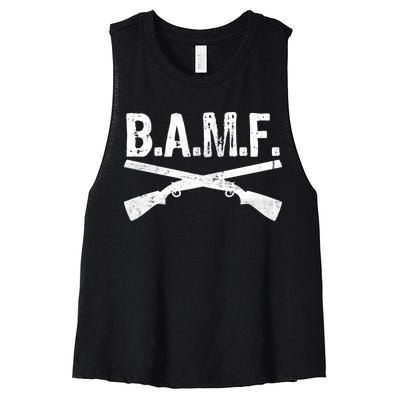 B.A.M.F. Guns Badass Women's Racerback Cropped Tank