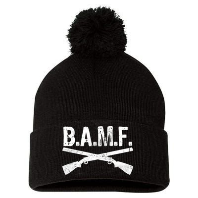B.A.M.F. Guns Badass Pom Pom 12in Knit Beanie