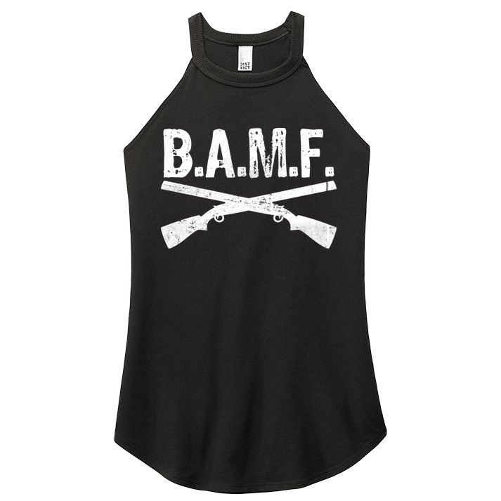 B.A.M.F. Guns Badass Women's Perfect Tri Rocker Tank