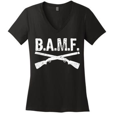 B.A.M.F. Guns Badass Women's V-Neck T-Shirt
