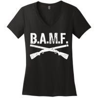 B.A.M.F. Guns Badass Women's V-Neck T-Shirt
