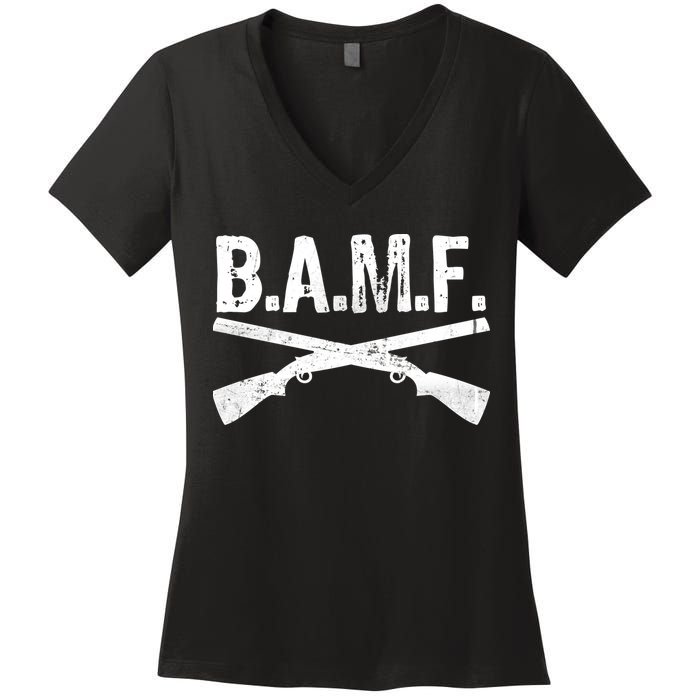 B.A.M.F. Guns Badass Women's V-Neck T-Shirt