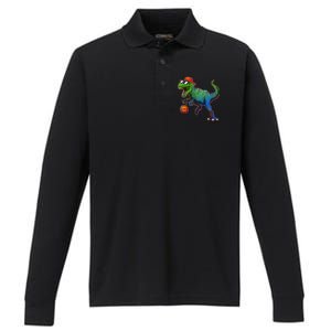 B-Ball T-Rex Performance Long Sleeve Polo