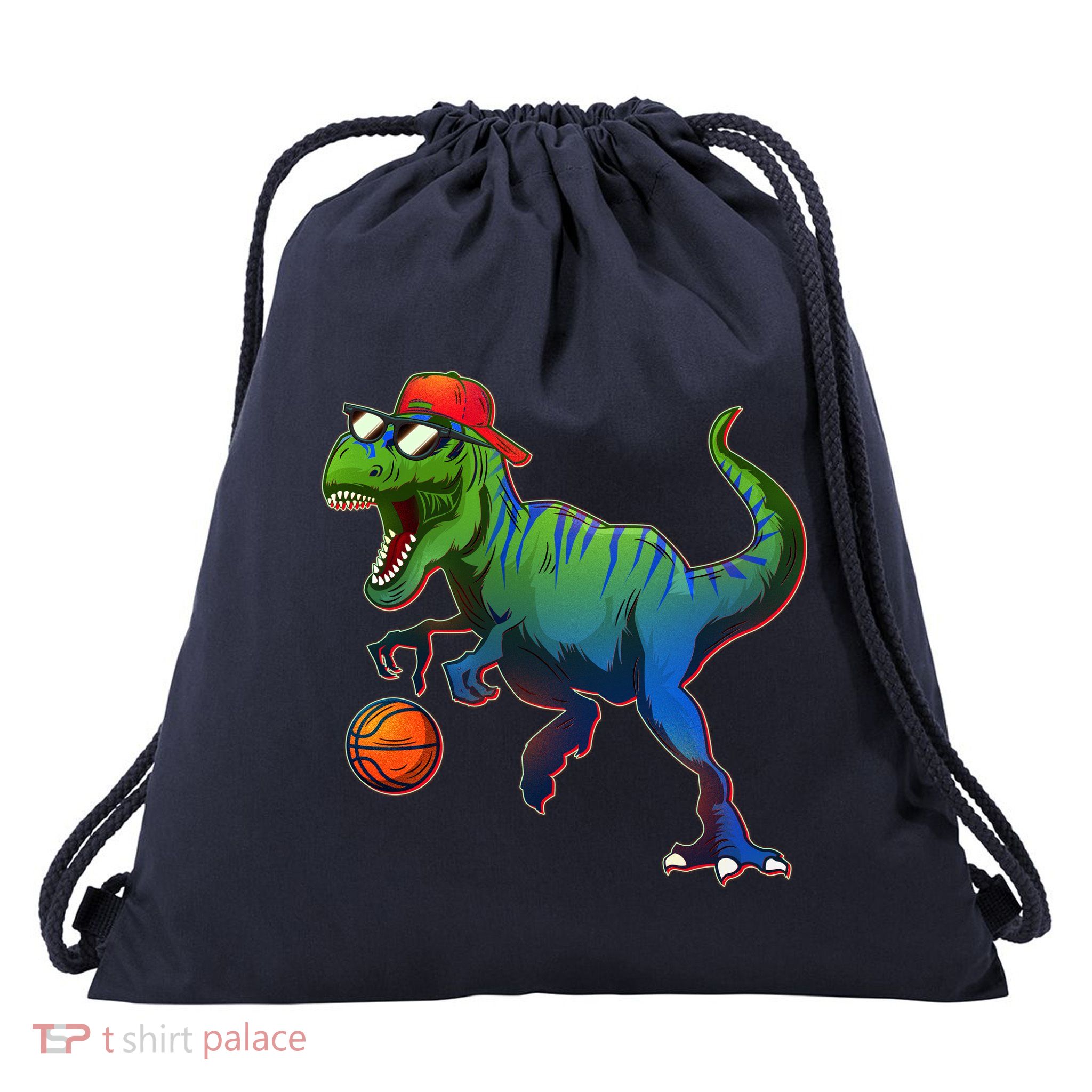 B-Ball T-Rex Drawstring Bag