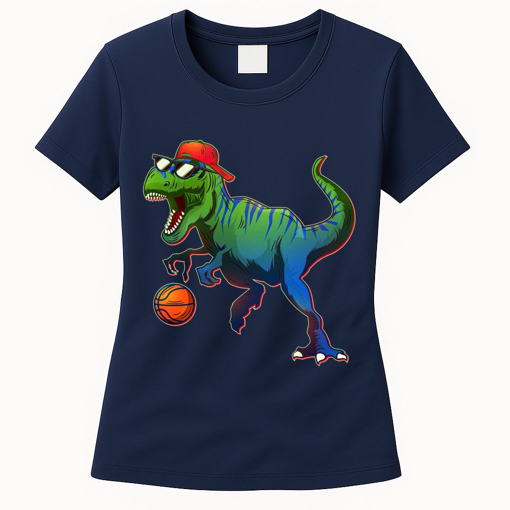 B-Ball T-Rex Womens T-Shirt