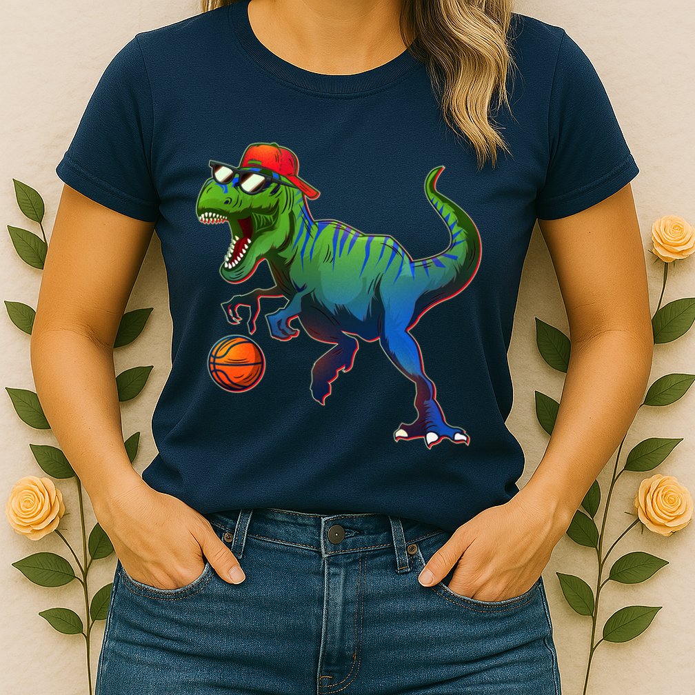 B-Ball T-Rex Womens T-Shirt