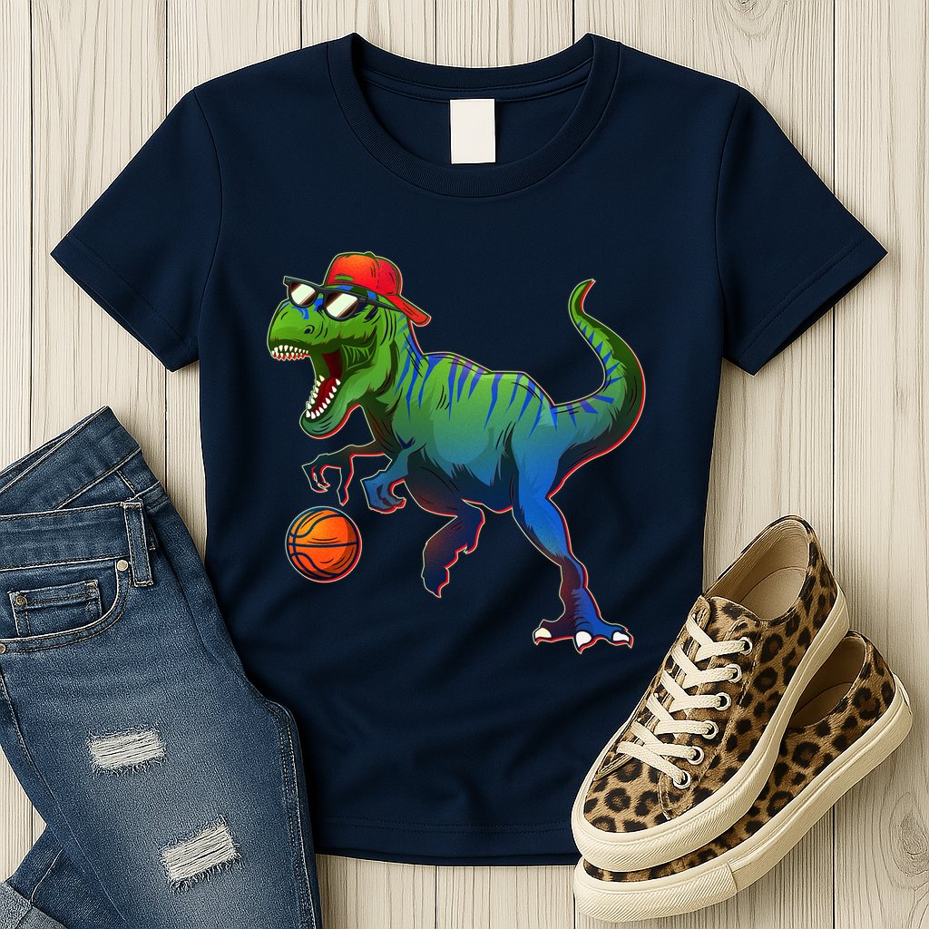 B-Ball T-Rex Womens T-Shirt