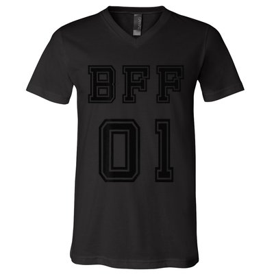 Bff 01 Bff For 2 Best Friend Matching Bff For 4 Bff For 3 V-Neck T-Shirt