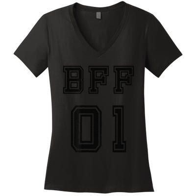 Bff 01 Bff For 2 Best Friend Matching Bff For 4 Bff For 3 Women's V-Neck T-Shirt