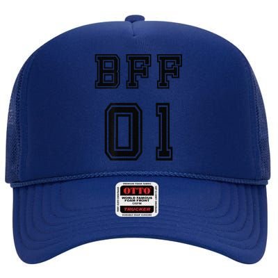 Bff 01 Bff For 2 Best Friend Matching Bff For 4 Bff For 3 High Crown Mesh Back Trucker Hat