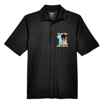 Baby 1st Birthday Boy Girl 1 Year Like a Boss Men's Origin Performance Pique Polo