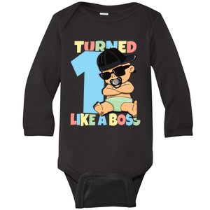 Baby 1st Birthday Boy Girl 1 Year Like a Boss Baby Long Sleeve Bodysuit