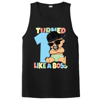 Baby 1st Birthday Boy Girl 1 Year Like a Boss PosiCharge Competitor Tank