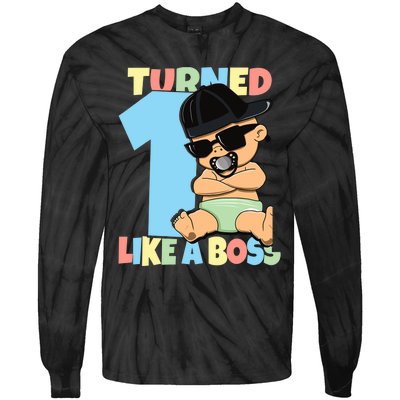 Baby 1st Birthday Boy Girl 1 Year Like a Boss Tie-Dye Long Sleeve Shirt