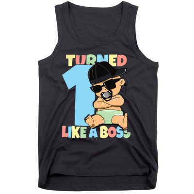 Baby 1st Birthday Boy Girl 1 Year Like a Boss Tank Top