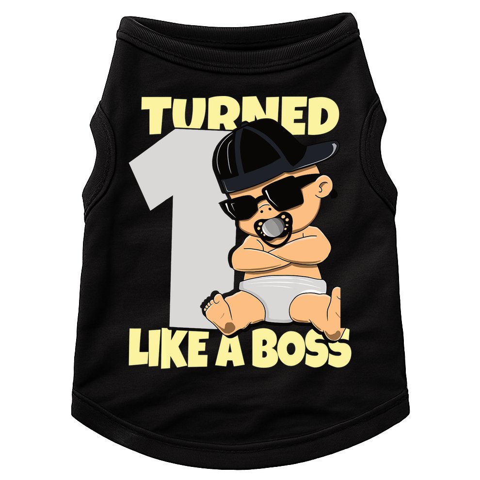 Baby 1st Birthday Boy Girl 1 Year Like a Boss Doggie Tank