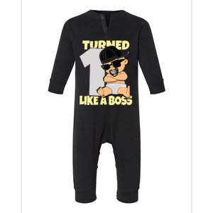 Baby 1st Birthday Boy Girl 1 Year Like a Boss Infant Fleece One Piece