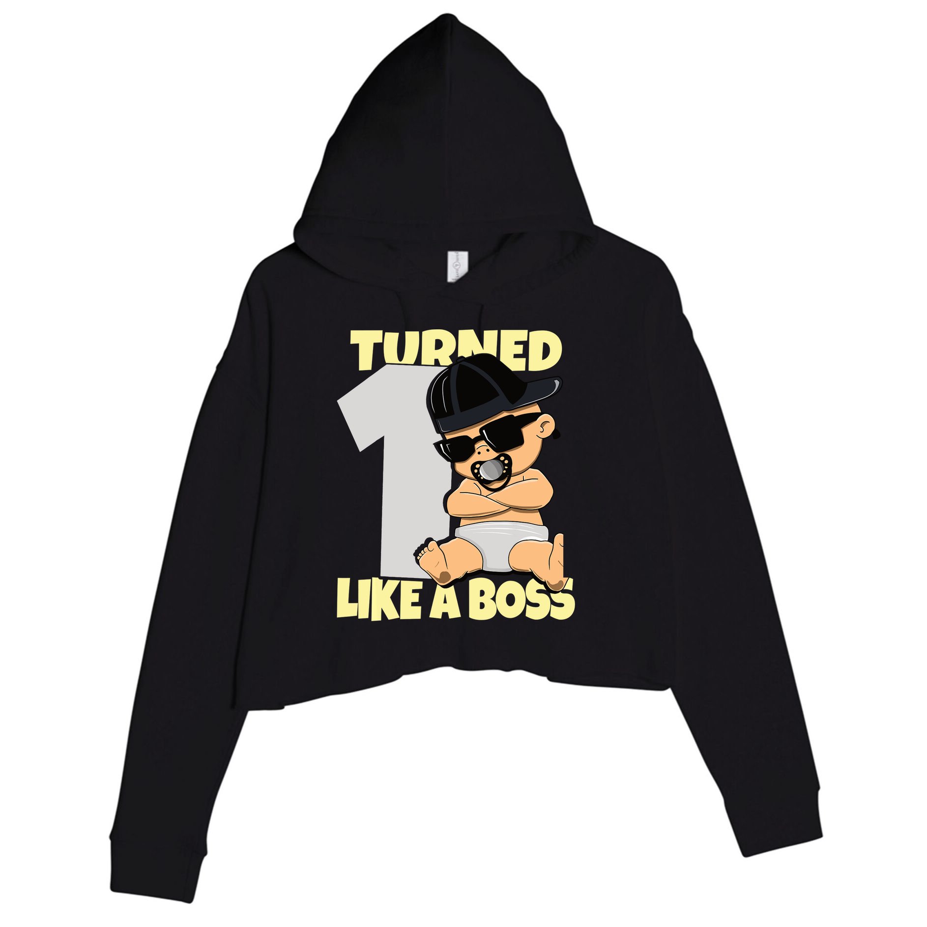 Baby 1st Birthday Boy Girl 1 Year Like a Boss Crop Fleece Hoodie