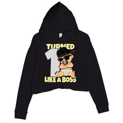 Baby 1st Birthday Boy Girl 1 Year Like a Boss Crop Fleece Hoodie