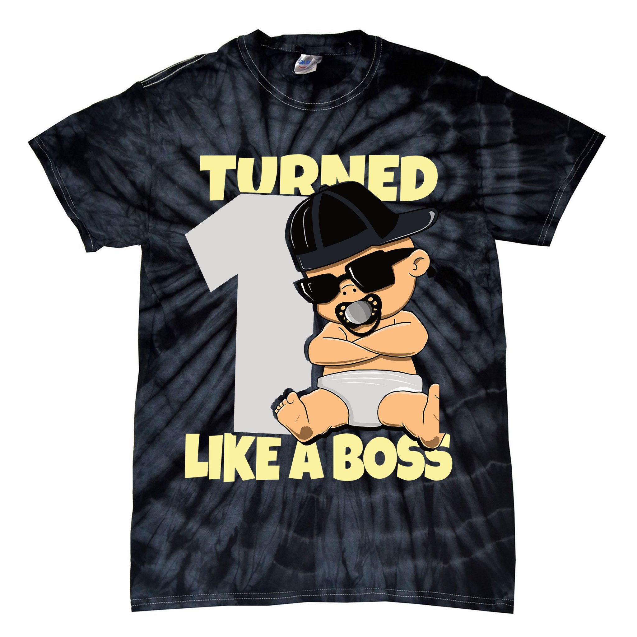Baby 1st Birthday Boy Girl 1 Year Like a Boss Tie-Dye T-Shirt