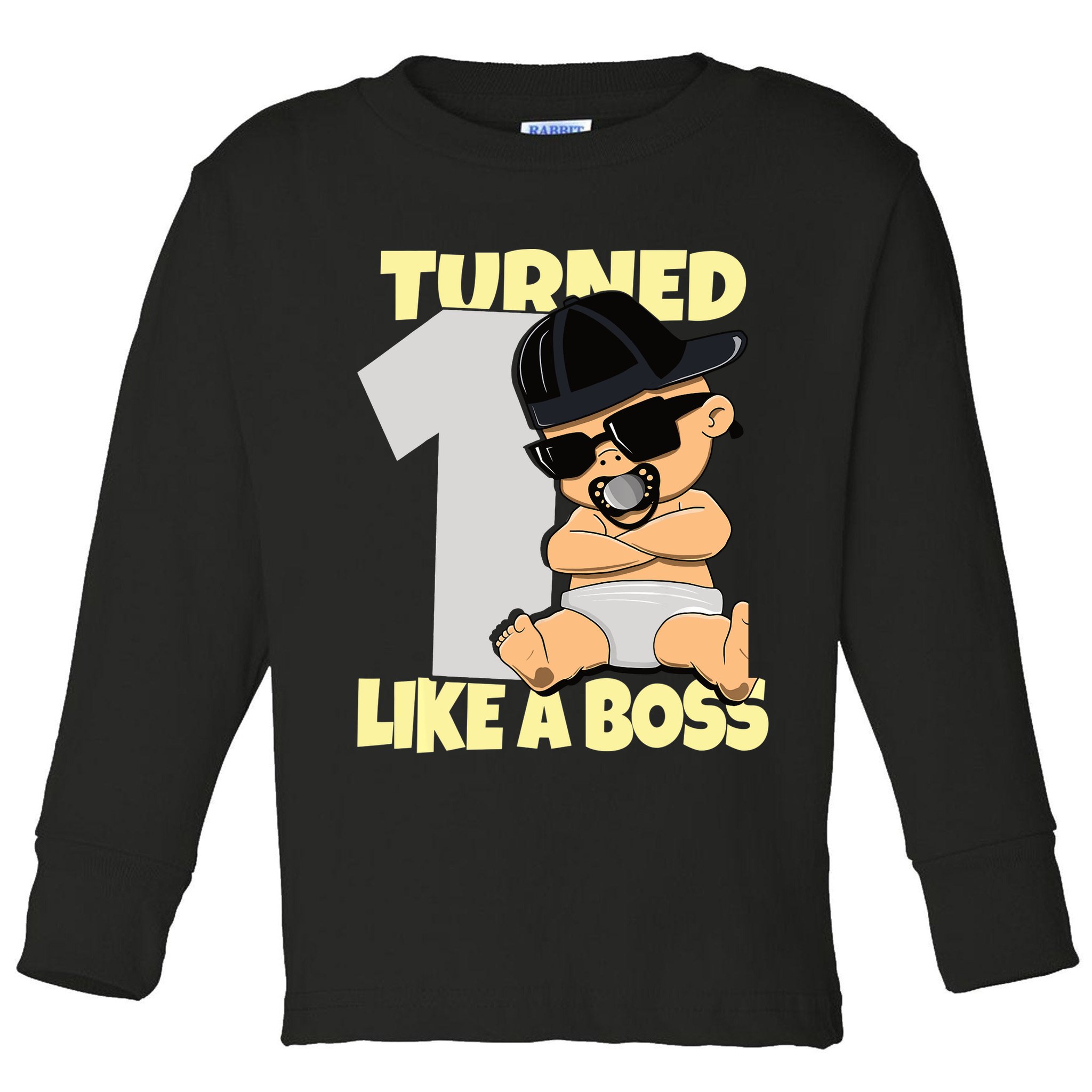 Baby 1st Birthday Boy Girl 1 Year Like a Boss Toddler Long Sleeve Shirt
