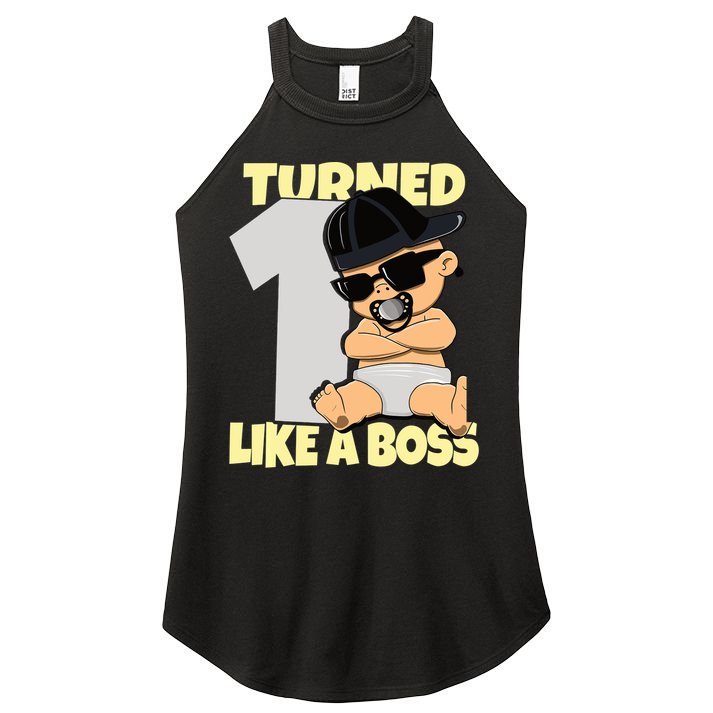 Baby 1st Birthday Boy Girl 1 Year Like a Boss Women's Perfect Tri Rocker Tank