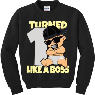 Baby 1st Birthday Boy Girl 1 Year Like a Boss Kids Sweatshirt
