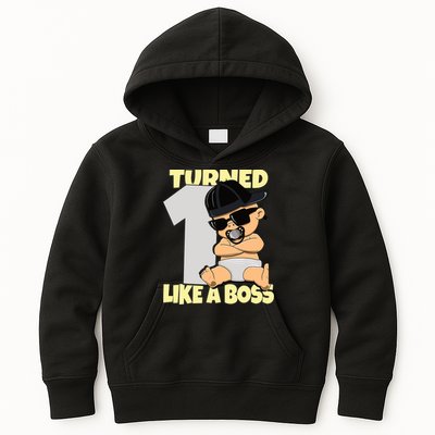 Baby 1st Birthday Boy Girl 1 Year Like a Boss Kids Hoodie
