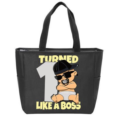 Baby 1st Birthday Boy Girl 1 Year Like a Boss Zip Tote Bag