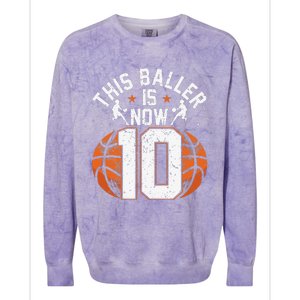 Basketball 10th Birthday 10 Years Old Basketballer Colorblast Crewneck Sweatshirt