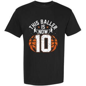 Basketball 10th Birthday 10 Years Old Basketballer Garment-Dyed Heavyweight T-Shirt