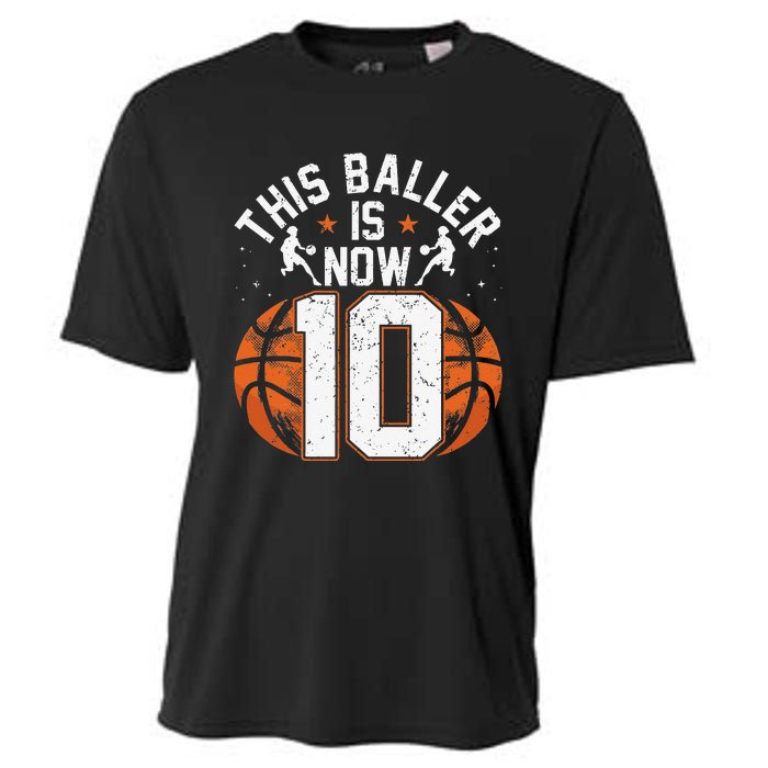 Basketball 10th Birthday 10 Years Old Basketballer Cooling Performance Crew T-Shirt