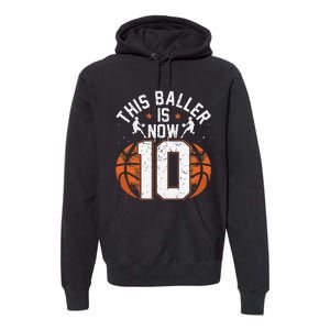 Basketball 10th Birthday 10 Years Old Basketballer Premium Hoodie