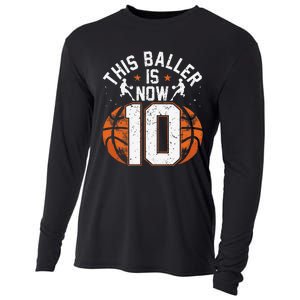 Basketball 10th Birthday 10 Years Old Basketballer Cooling Performance Long Sleeve Crew