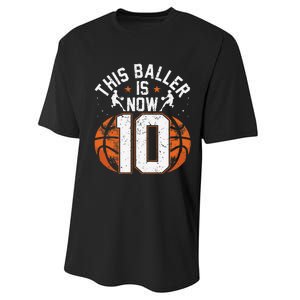 Basketball 10th Birthday 10 Years Old Basketballer Performance Sprint T-Shirt