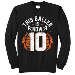 Basketball 10th Birthday 10 Years Old Basketballer Tall Sweatshirt