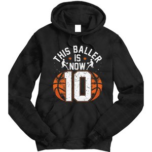 Basketball 10th Birthday 10 Years Old Basketballer Tie Dye Hoodie