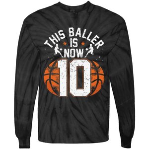 Basketball 10th Birthday 10 Years Old Basketballer Tie-Dye Long Sleeve Shirt