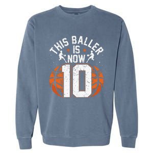 Basketball 10th Birthday 10 Years Old Basketballer Garment-Dyed Sweatshirt