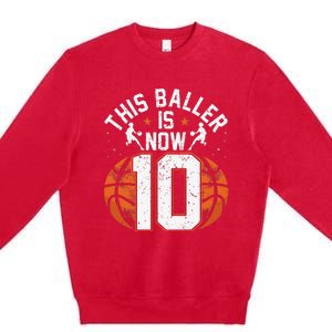 Basketball 10th Birthday 10 Years Old Basketballer Premium Crewneck Sweatshirt