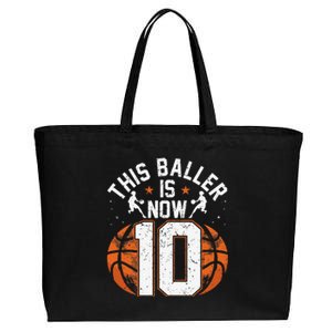 Basketball 10th Birthday 10 Years Old Basketballer Cotton Canvas Jumbo Tote