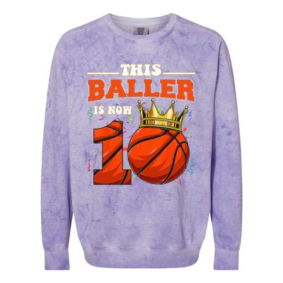 Basketball 10th Birthday Bball 10 Years Old Colorblast Crewneck Sweatshirt