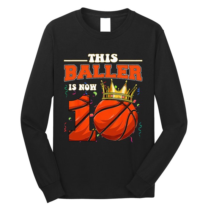 Basketball 10th Birthday Bball 10 Years Old Long Sleeve Shirt