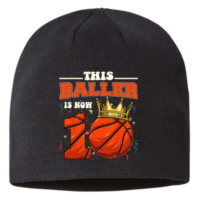 Basketball 10th Birthday Bball 10 Years Old Sustainable Beanie