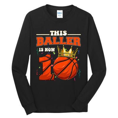 Basketball 10th Birthday Bball 10 Years Old Tall Long Sleeve T-Shirt