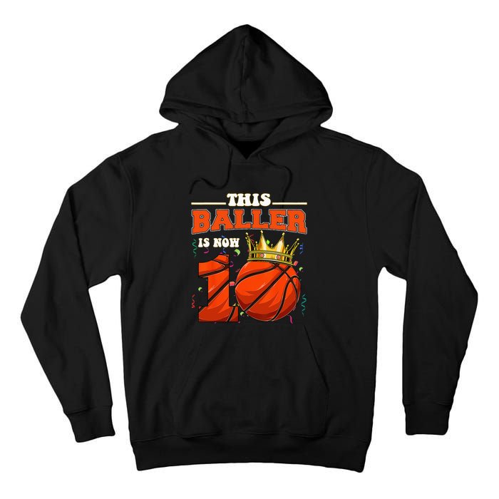 Basketball 10th Birthday Bball 10 Years Old Tall Hoodie