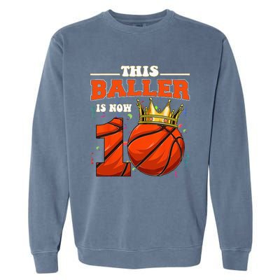 Basketball 10th Birthday Bball 10 Years Old Garment-Dyed Sweatshirt