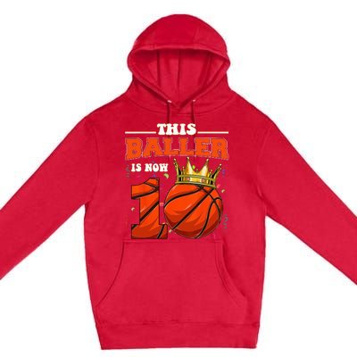 Basketball 10th Birthday Bball 10 Years Old Premium Pullover Hoodie