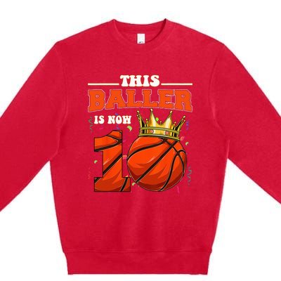 Basketball 10th Birthday Bball 10 Years Old Premium Crewneck Sweatshirt