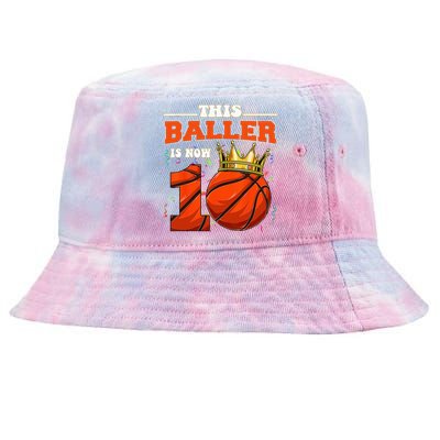 Basketball 10th Birthday Bball 10 Years Old Tie-Dyed Bucket Hat